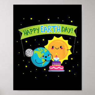 Poster Chemise jour des terres Pour Enfants Drôle Mignonn