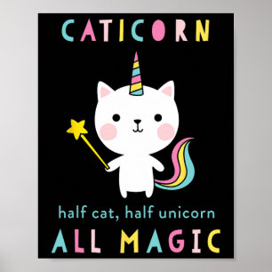 Poster Chemise Licorne Demi-Chat Caticorn Drôle Filles Me