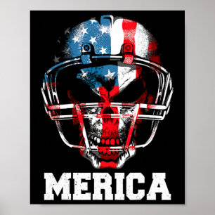 Poster Chemise Merica Football Drapeau Usa 4 Juillet Fier