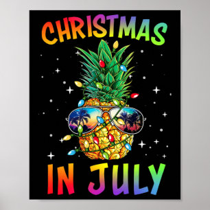 Poster Chemise Noël en Juillet Ananas Arbre de Noël d'Été