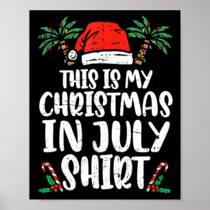Poster Chemise Noël en Juillet Chapeau de Père Noël Plage