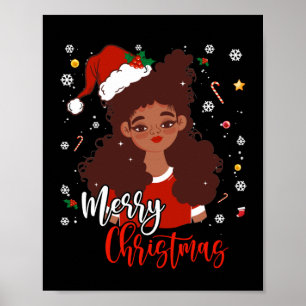 Poster Chemise Noël Santa Hat Noir Africain Américain Noi