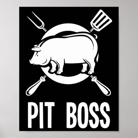 Poster Chemise Pot Boss Bbq Funny Pitmaster Pig Grilling (Devant)