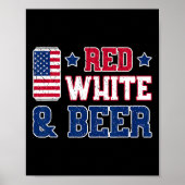 Poster Chemise Rouge Blanc Et Bière - Usa 4 juillet Boiss (Devant)