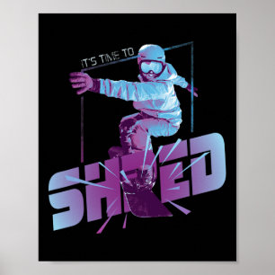 Poster Chemise Shred Vintage Snowboard 80s Costume Snowbo