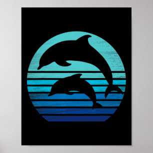 Poster Chemise Silhouette Dauphins Rétro Vintage