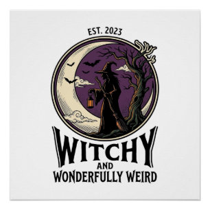 Poster Chemise sorcière vintage avec art Halloween de lun
