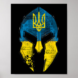 Poster Chemise Ukraine Casque Sparta Blason Ukraine Drape