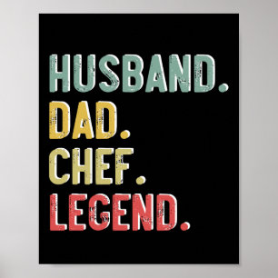 Poster Chemise Vintage Homme Mari Papa Cuisinier Légende