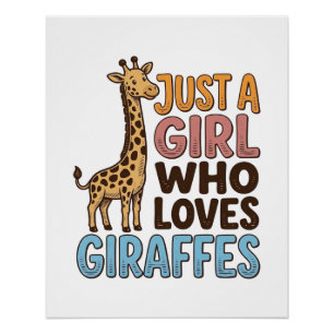 Poster Chemise Vintage Juste Une Fille Qui Aime Les Giraf