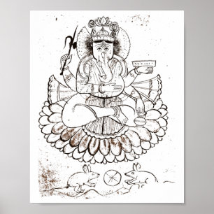 Poster Chemise vintage Lord Ganesha Hindou Hindouisme Yog