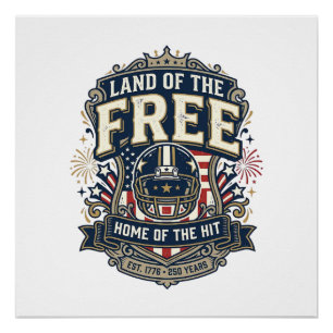 Poster Chemise Vintage Patriotique Football Terre des Lib