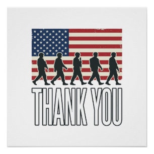 Poster Chemise vintage silhouette de drapeau militaire Me