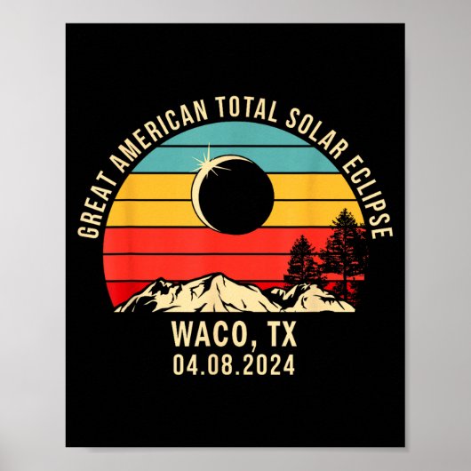 Poster Chemise Waco Tx Texas Éclipse Totale (Devant)