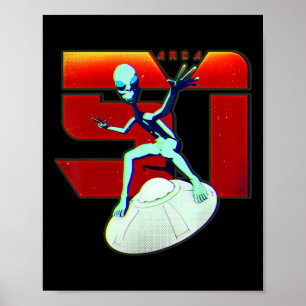 Poster Chemise Zone 51 Extraterrestre Vert Ufo Soucoupes