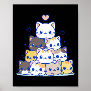 Poster Chemises de chat femmes chats mignons Anime Kawaii