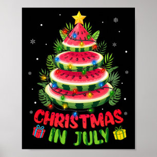 Poster Chemises de Noël en Juillet Pastèque Arbre Plage É