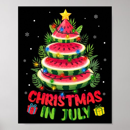 Poster Chemises de Noël en Juillet Pastèque Arbre Plage É (Devant)