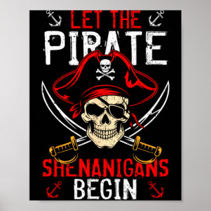Poster Chemises drôles squelette os croisés pirate