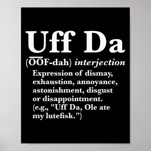 Poster Chemises drôles Uff Da Uff Da Définition Noir Uni (Devant)