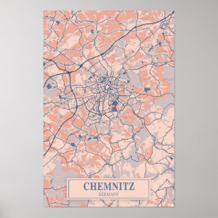 Poster Chemnitz Allemagne Carte de la ville de voyage ven