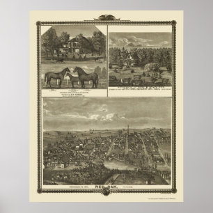 Poster Chêne rouge, carte panoramique d'IA - 1875