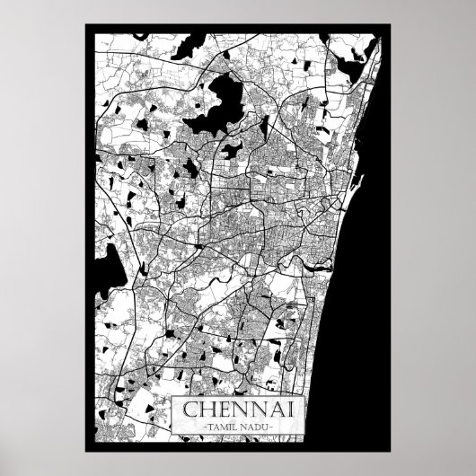 Poster Chennai Tamil Nadu Map (Devant)
