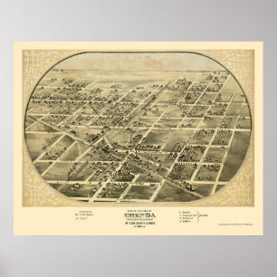 Poster Chenoa, carte panoramique de l'IL - 1869