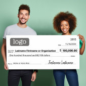 Poster Chèque blanche pour les gains, les prix, l'organis