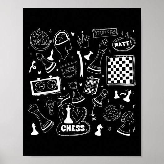 Poster Chèque, Jouer Aux Citations D'Échecs Graphique De (Devant)