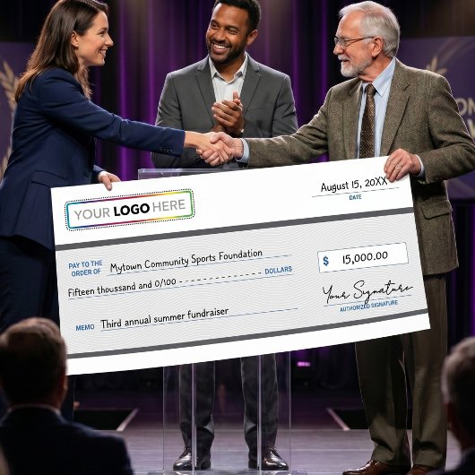 Poster Chèque Promotionnel Géant avec Logo d'Entreprise |