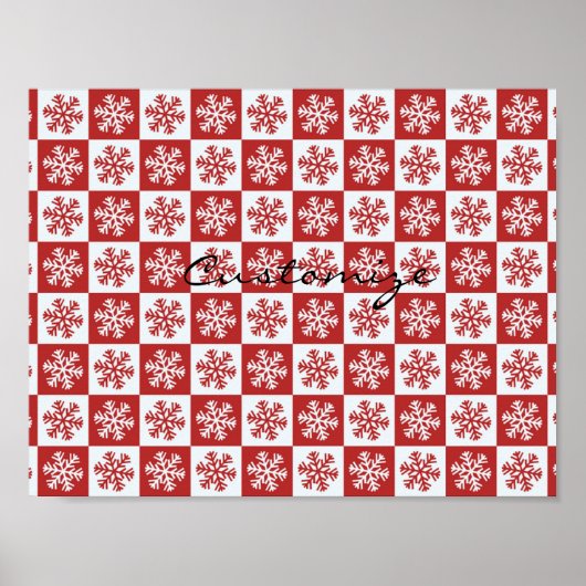 Poster Chèque rouge/blanc motif flocon de neige Thunder_C (Devant)