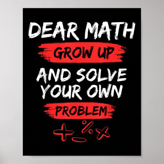 Poster Cher Citation Math Drôle Pour L'Enseignant Et L'Ét (Devant)