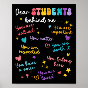 Poster Cher élève derrière moi Appréciation de l'enseigna