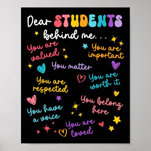 Poster Cher étudiant derrière moi retour à l'école profes (Devant)