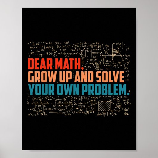 Poster Cher Math Augmente Des Maths Drôle Dire (Devant)