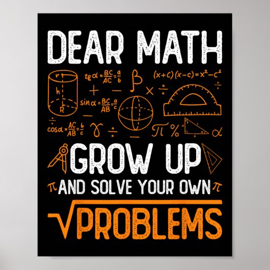 Poster Cher Math Augmente Et Résoudre Vos Propres Problèm (Devant)