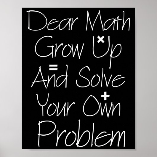 Poster Cher Math Augmente Et Résoudre Votre Propre Problè (Devant)