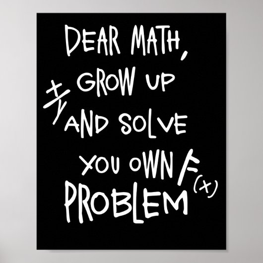 Poster Cher Math Augmente Et Résoudre Votre Propre Problè (Devant)