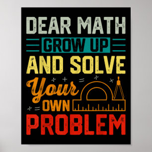 Poster Cher Math Augmenter Funny Problème Résoudre Nerdy 