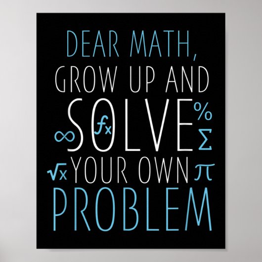 Poster Cher Math Funny Math Citation Filles Garçons Homme (Devant)