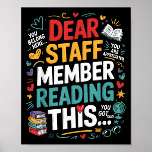 Poster Cher Membre Du Personnel Qui Lit Ce Bureau De Moti