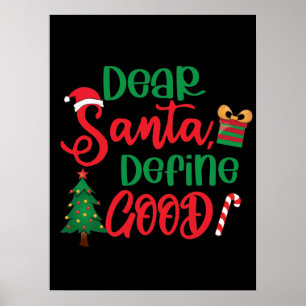 Poster Cher Père Noël Définir bon Noël drôle