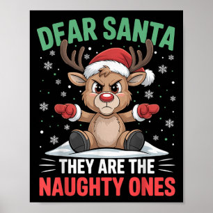 Poster Cher Père Noël Drôle Mauvais Renne Noël H