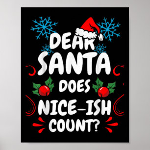 Poster Cher Père Noël fait beau compte drôle Noël Jok
