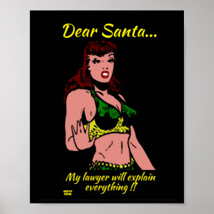 Poster CHER PÈRE NOËL.. MON AVOCAT VA... drôle de noël