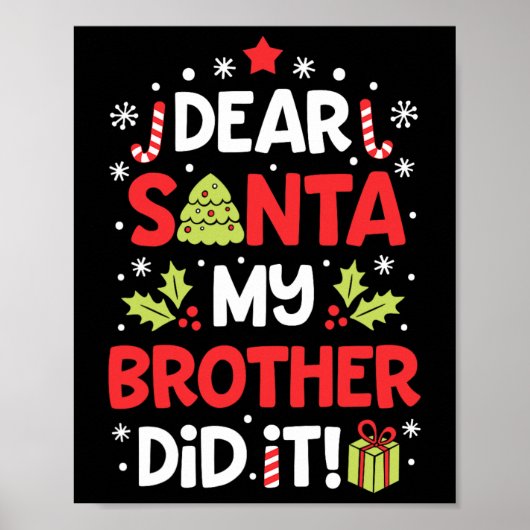 Poster Cher Père Noël Mon Frère L'A Fait Amusant Filles D (Devant)