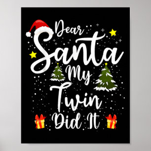 Poster Cher Père Noël Mon Jumeau L'a Fait Drôle De Tenue