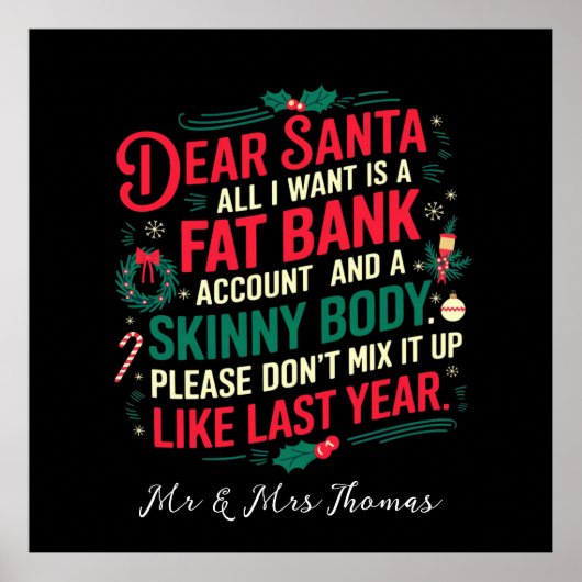 Poster Cher Père Noël Tout Ce Que Je Veux C'Est Compte Ba (Devant)