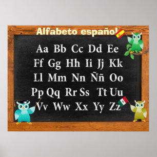 Poster Cher Professeur Owl Buho Alfabeto español
